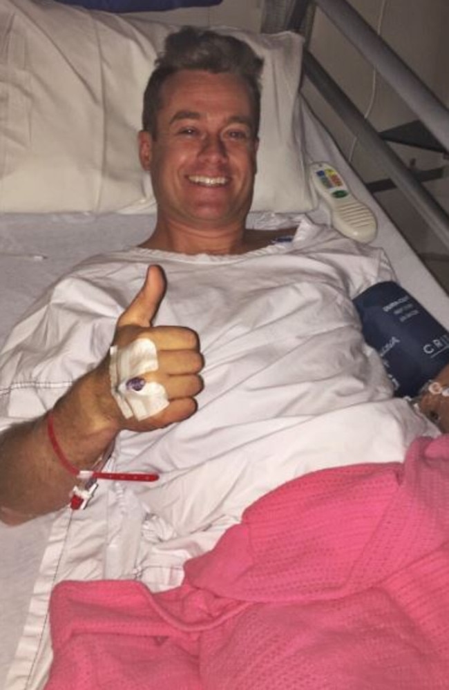 Grant Denyer posted from his hospital bed after his car crash in 2017. Picture: Grant Denyer‏/Twitter