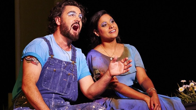 Ben Mingay as Papageno and Stacey Alleaume as Pamina in The Magic Flute. Picture: Keith Saunders.