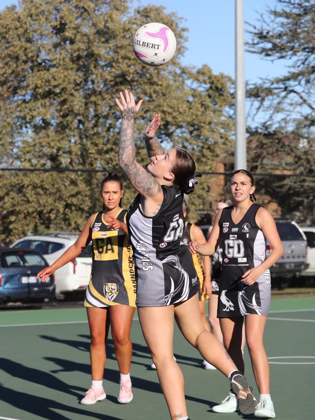 North Geelong's Marney McRandall. GDFNL North Geelong v Bannockburn netball. Picture: Alan Barber