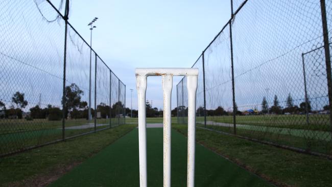 The cricket nets at Largs North Oval with homes far beyond the oval. Picture: Stephen Laffer