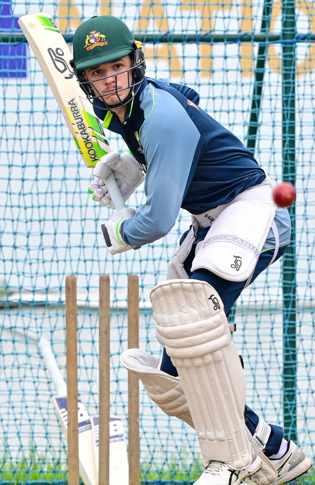 Sam Konstas prepares for the first Test match against Sri Lanka. Picture: S Kodikara / AFP