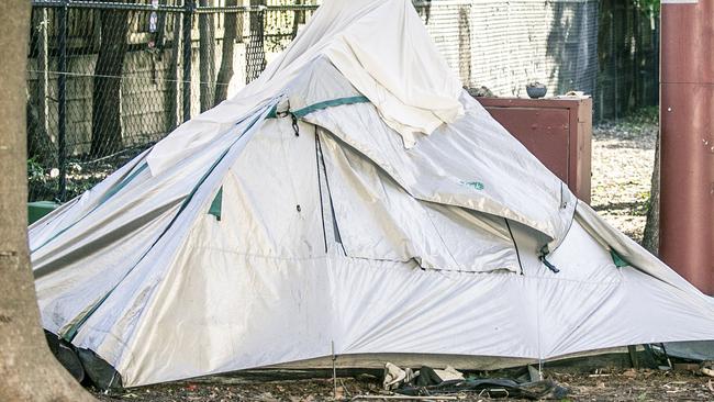 BRISBANE, AUSTRALIA - NewsWire Photos - MARCH 13, 2025: Homeless camps across Brisbane including those in South Brisbanes Riverside Cultural District will be shut down and cleared out from Thursday as Lord Mayor Adrian Schrinner vows to make the cityÃs parks safe again. Picture: NewsWire / Glenn Campbell