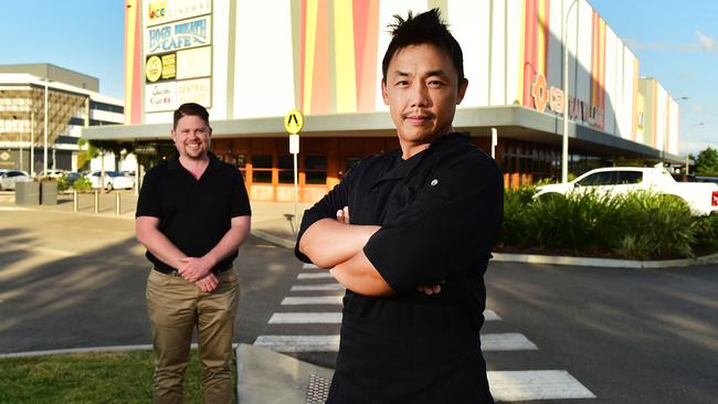 A Korean restaurant have moved into the old Max Brenner premise. Coo. King Operator Tak Lee with Ray White Commercial agent Troy Townsend (left)