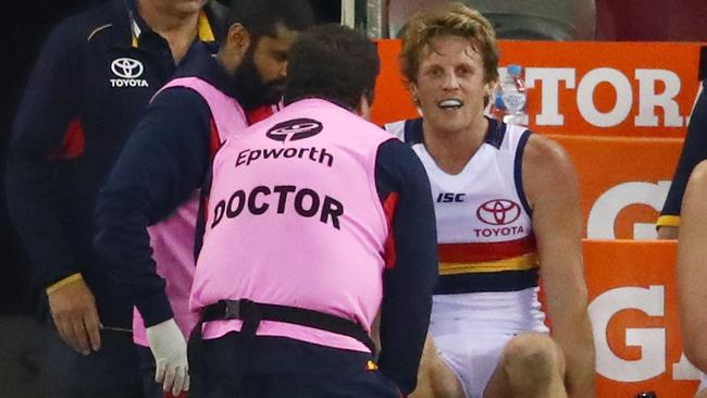 Rory Sloane spent time off the ground against Essendon. Picture: Getty