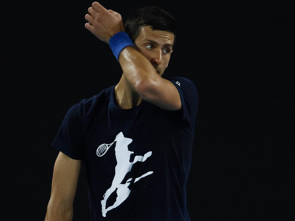 Amid the storm, Djokovic has practiced at Melbourne Park. Picture: Getty Images