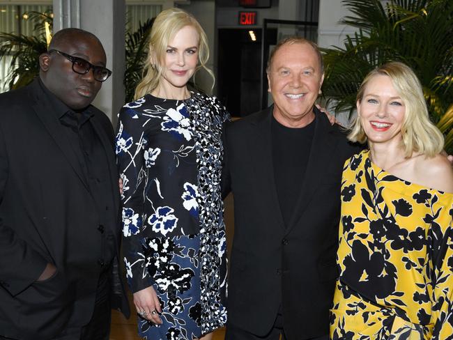 Former British Vogue editor Edward Enninful with Nicole Kidman, Michael Kors and Naomi Watts. Picture: Getty Images for Michael Kors