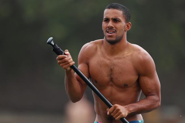 GOLD COAST, AUSTRALIA - JANUARY 23: Touk Miller during a Gold Coast Suns AFL training session at Palm Beach Parklands on January 23, 2020 in Gold Coast, Australia. (Photo by Chris Hyde/Getty Images)