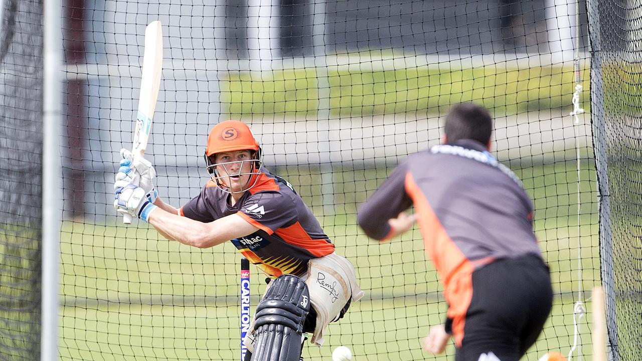 Cameron Bancroft trains with the Perth Scorchers ahead of the game against the Hobart Hurricanes at UTAS Stadium, Launceston. PICTURE CHRIS KIDD