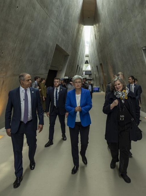 Ms Wong and Mr Maimon and a tour guide at the Holocaust memorial centre Yad Vashem, in Jerusalem.