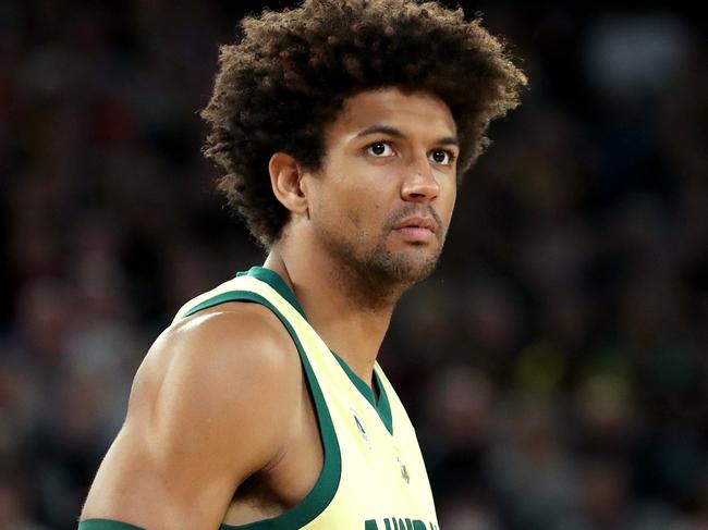 Matisse Thybulle started the first two Boomers’ World Cup games, but he has moved to the bench in favour of Green. Picture: Getty Images