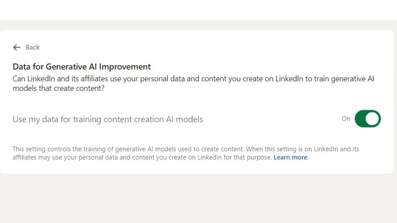 The LinkedIn setting is automatically switched on for users in Australia.