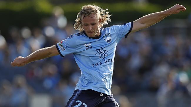 Rhyan Grant shoots at goal at Campbelltown Stadium earlier this year.