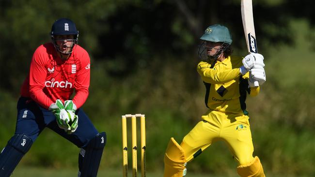 Joel Corbett of Australia bats during the International Cricket Inclusion Series Intellectual Disability match between Australia and England at Northern Suburbs District Cricket Club on June 08, 2022 in Brisbane, Australia. Picture: Albert Perez/Getty Images for Cricket Australia