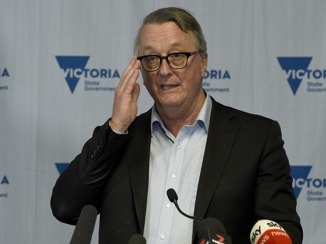 MELBOURNE, AUSTRALIA - NewsWire Photos JUNE 07, 2021: Victorian Health Minister Martin Foley provides an update on the latest COVID news at a press conference at DHS Melbourne. Picture: NCA NewsWire / Andrew Henshaw