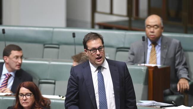 Liberal MP Jason Falinski speaks during House of Representatives Question Time at Parliament House in Canberra on Wednesday. Picture: Lukas Coch