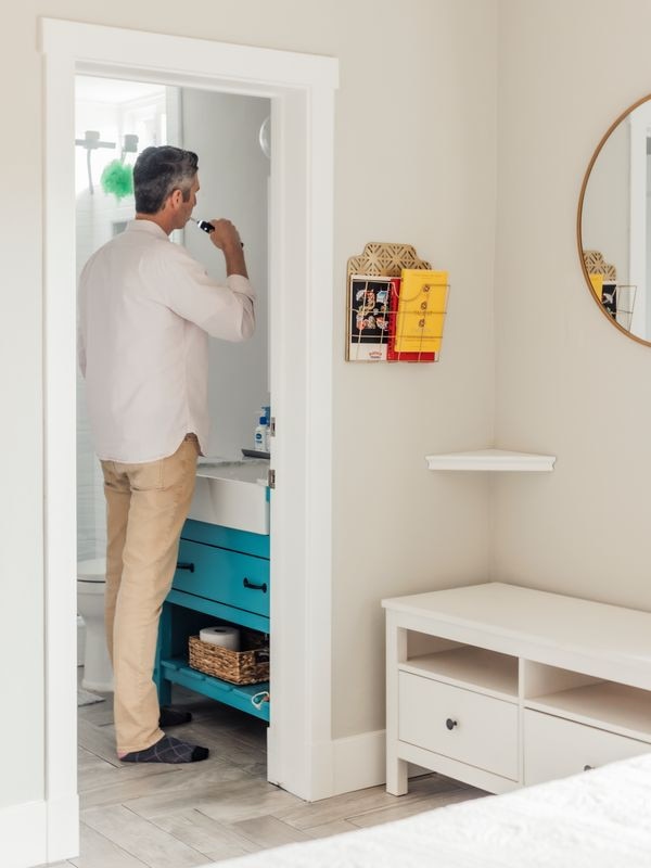 The Pearsons’ home has two primary bedrooms. Elizabeth sleeps on the second floor, while Ryan sleeps on the first. Their marriage is thriving. Picture: Julie Goldstone for The Wall Street Journal