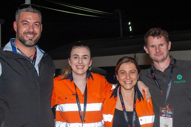 James Morrison, Sarah Butler, Samantha Loader and Wayne Peters from Brisbane at the QME Mackay 2022 Opening Party in conjunction with Queensland Resources Council sponsored by Hastings Deering. Picture: Michaela Harlow