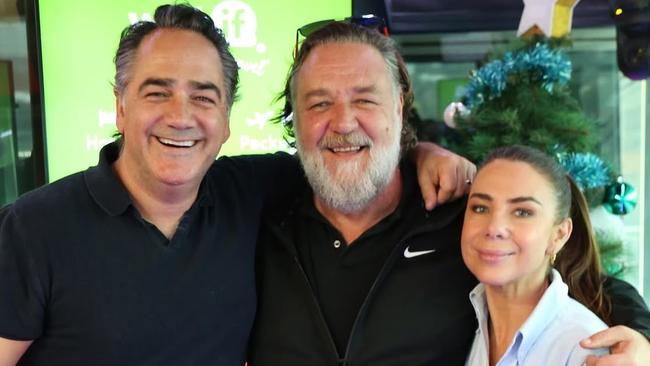 Russell Crowe at Nova 96.9 studios in Sydney. Picture: Supplied