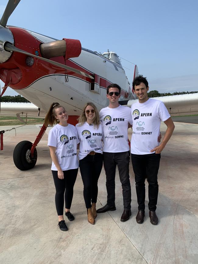 Bree Wadey and some of her fellow volunteers at the DELWP air base.