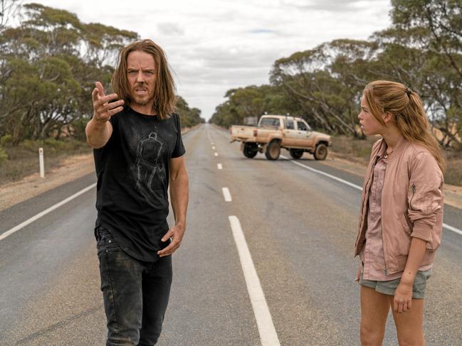 Tim Minchin and Milly Alcock in a scene from the TV series Upright. Supplied by Foxtel. Picture: Matt Nettheim