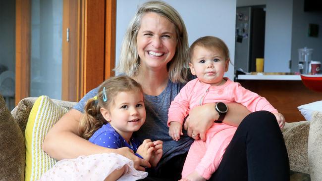 Libby Trickett at home with her daughters Poppy and Edwina