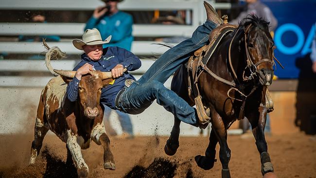 Ben Terry competing at the Mount Isa Rodeo. Photo: Stephen Mowbray