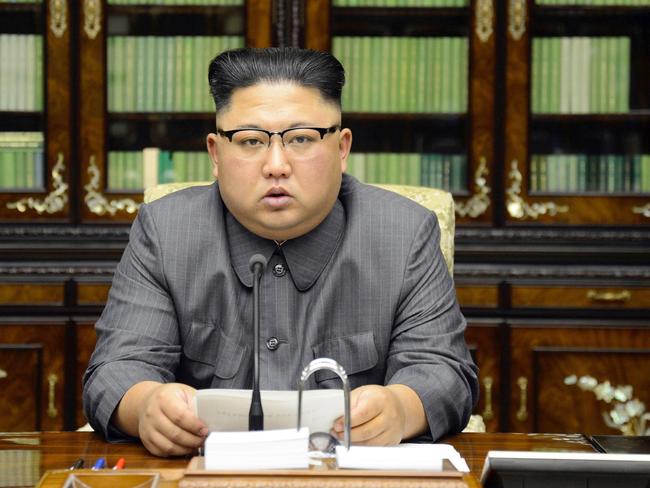 Kim Jong-un called Mr Trump “deranged” and said he will “pay dearly” for his threats against his country. Picture: KCNA/AP