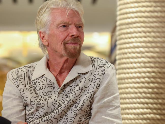 MELBOURNE, AUSTRALIA -  DECEMBER 11 2023 Sir Richard Branson hosts a press conference onboard Resilient Lady Ã the third ship in Virgin VoyagesÃ award-winning adults-only cruise line after she arrives at Station Pier.Picture: Brendan Beckett