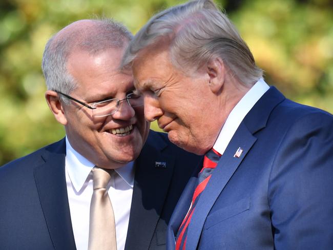 Scott Morrison with US President Donald Trump in Washington. Picture: AAP