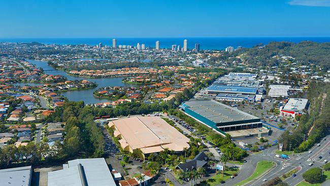 The former headquarters of surfwear giant Billabong (middle, sand-coloured roof) at Burleigh Heads on the Gold Coast has sold.