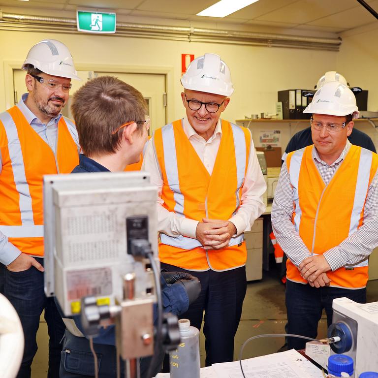 Mr Albanese was also joined by Labor MP Ed Husic and Senator Murray Watt during the visit to make an announcement on Picture: Sam Ruttyn