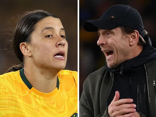 Matildas captain Sam Kerr (left) and coach Tony Gustavsson (right)