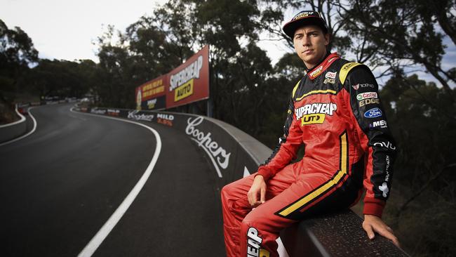 Chaz Mostert returns to the scene of his horror crash. Picture: Dylan Robinson