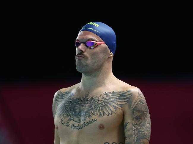 Kyle Chalmers looks on ahead of the Men's Open 50m Butterfly Final during the 2024 Australian Open Swimming Championships at Gold Coast Aquatic Centre. Picture: Getty Images