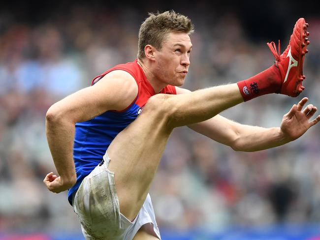 Tom McDonald booted five goals for the Demons, before suffering injury. Picture: AAP