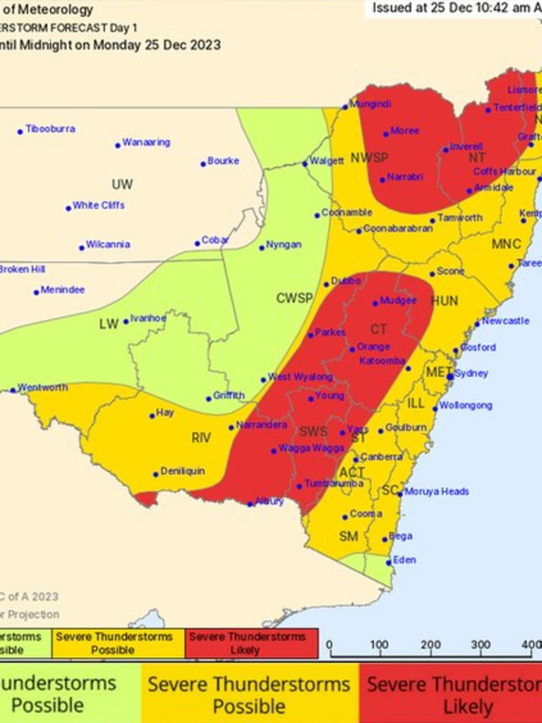 BOM weather warnings for NSW. Picture: BOM