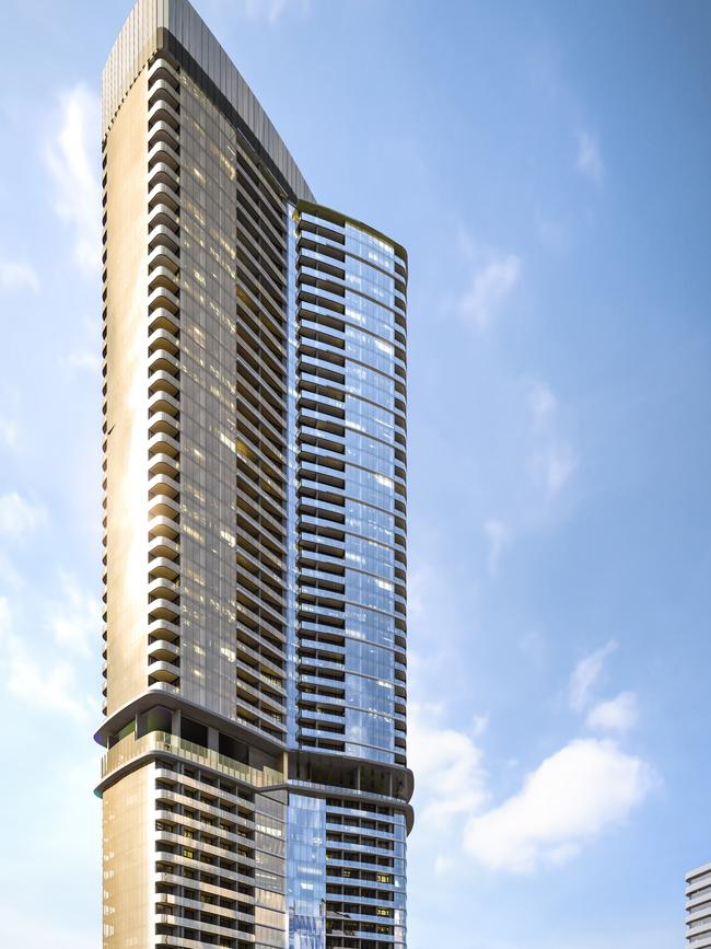 An artist's impression of the 53-storey Dorsett tower currently under construction at The Star Gold Coast.