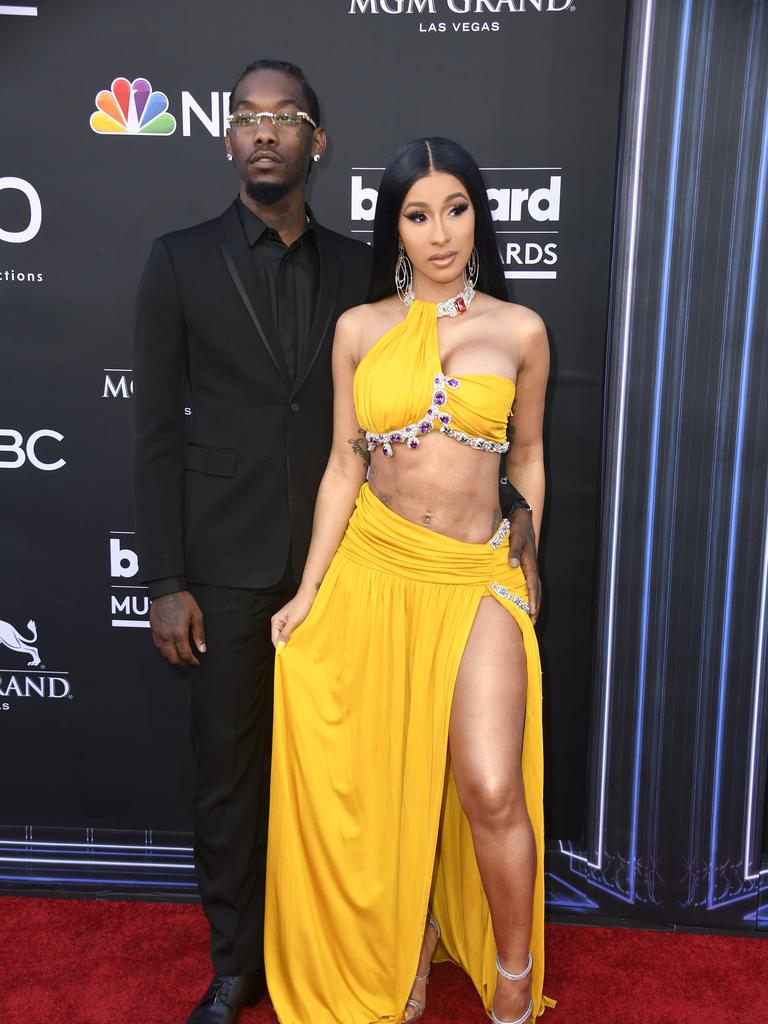 Offset with wife Cardi B, who he has been accused of cheating on multiple times. Picture: Frazer Harrison/Getty Images