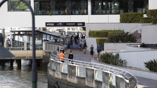 May 2020: People enjoying life out of isolation at Eagle Street Pier. Picture: Attila Csaszar