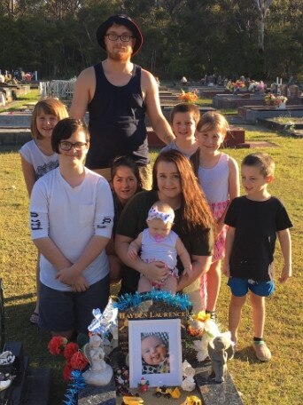 Hayden Frost's extended family at the Kurri Kurri Cemetery. Supplied.