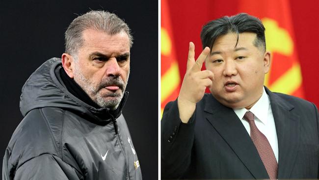 Ange Postecoglou and Kim Jong-un. Photo: KCNA VIA KNS / AFP and Shaun Boterill, Getty.