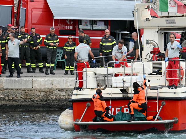 Rescuers have found four bodies trapped inside the Bayesian superyacht. Picture: AFP