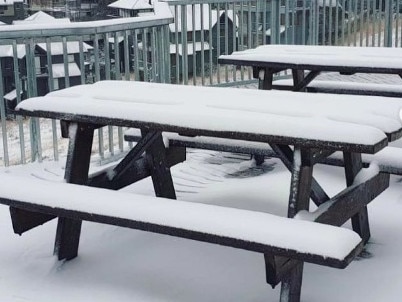 First snowfall of autumn at Hotham Alpine Resort. Picture: @hothamalpineresort/Instagram