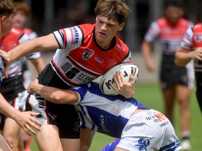 Kirwan High against Ignatius Park College in the Northern Schoolboys Under-18s trials at Brothers Rugby League Club in Townsville. Picture: Evan Morgan