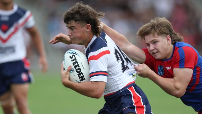 Jai Callaghan playing for the Roosters in the Andrew Johns Cup Grand Final last year.