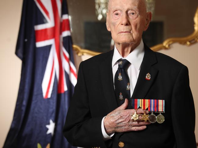 World War 2 veteran Jack Bell, unhappy about the Anzac Day parade being cancelled. Picture: Alex Coppel.