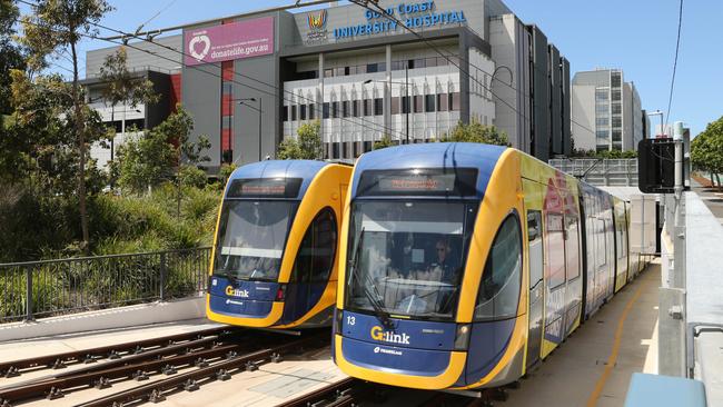 Light rail outside Gold Coast University Hospital. Picture Glenn Hampson