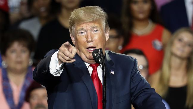 US President Donald Trump speaks during a rally in Ohio, on Sunday. Picture: AP