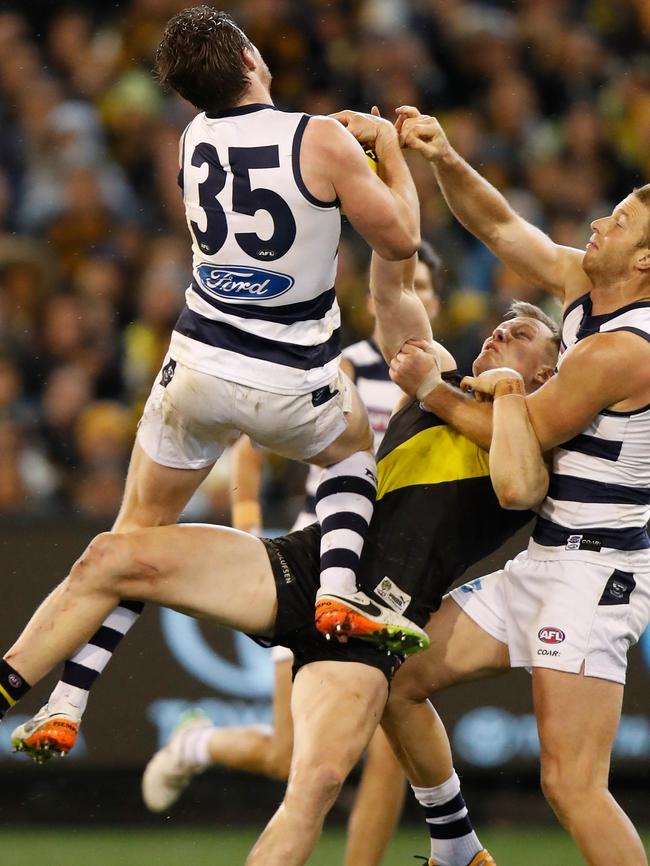 Dangerfield did all he could to inspire the Cats. Picture: Getty Images