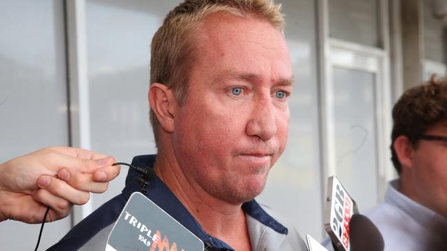 Trent Robinson faced the media this morning following the release of the video overnight. Picture: Ross Schultz